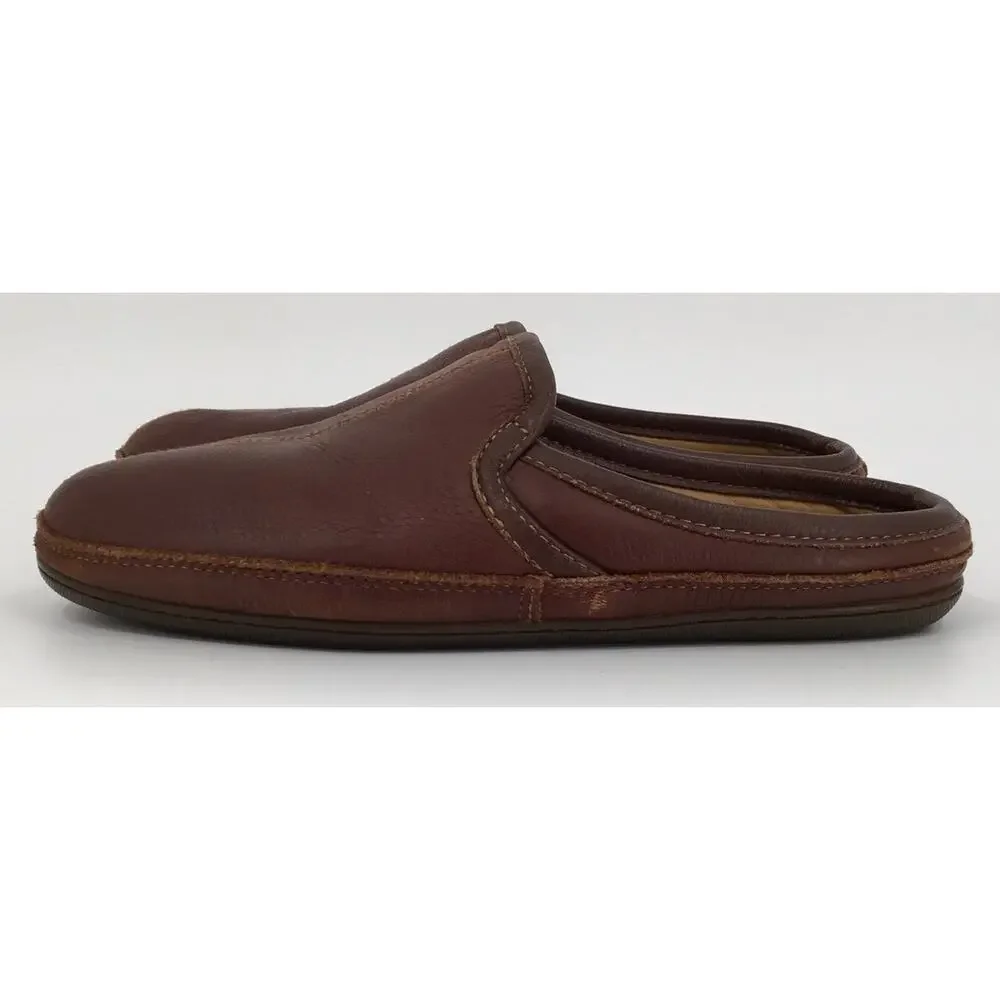 L.L.Bean Brown Leather Mule Clogs Slip On Comfort Shoes Men's 12M